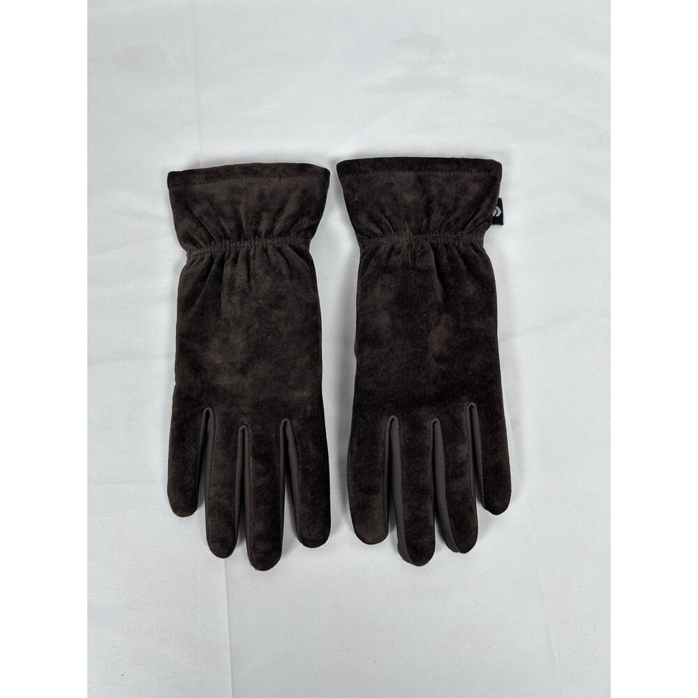 Vintage Isotoner Women's Brown Faux Suede Leather Driving Gloves 56058 One Size